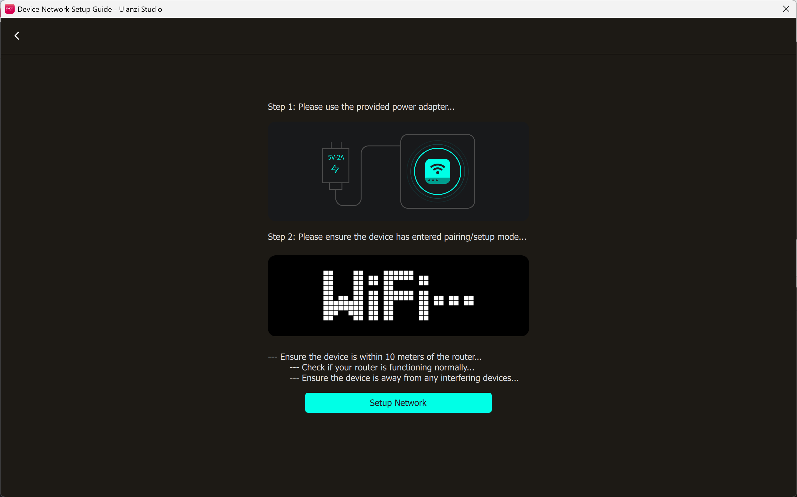 Prepare TC002 for network setup