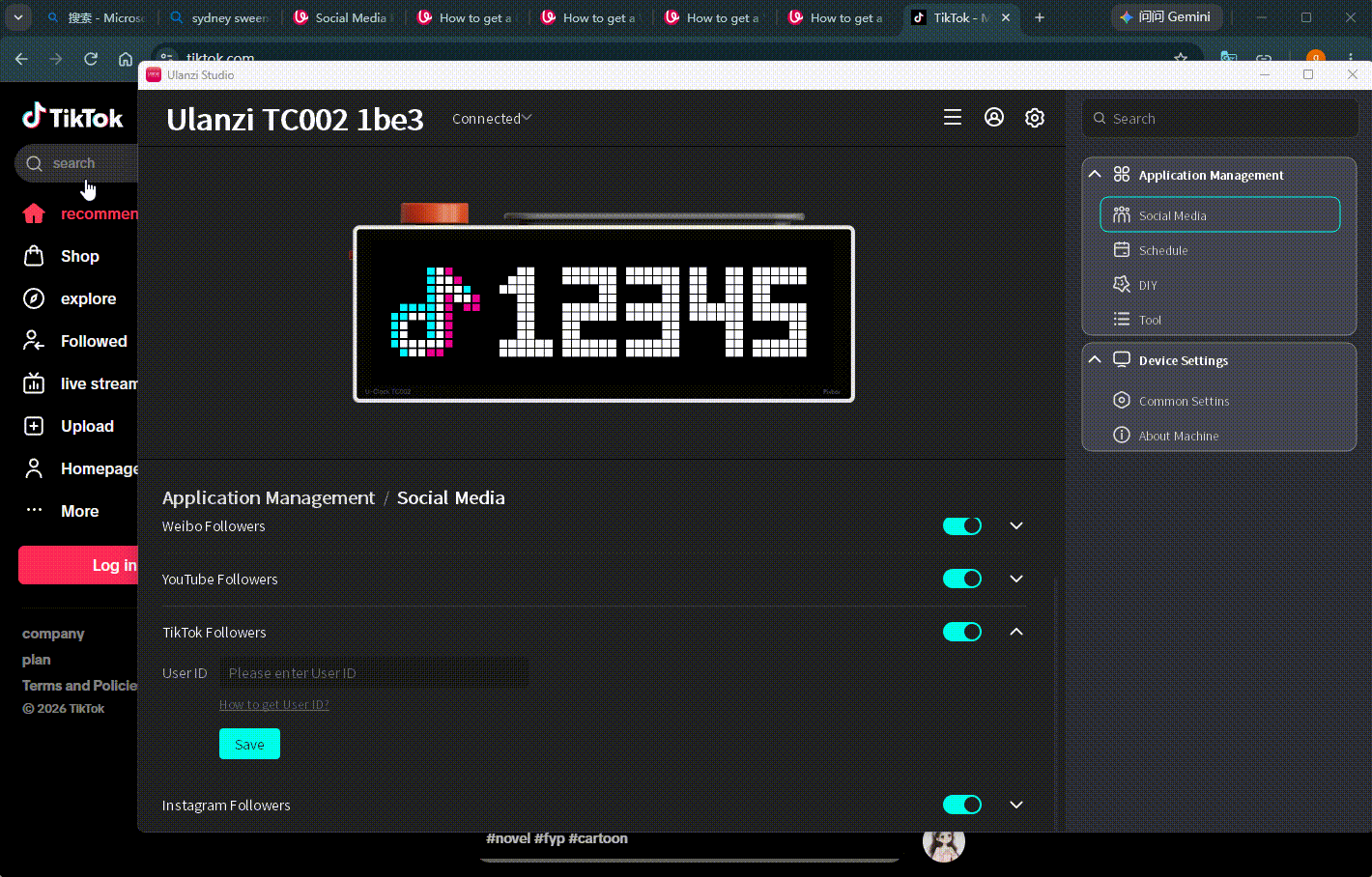 Enter a TikTok user ID