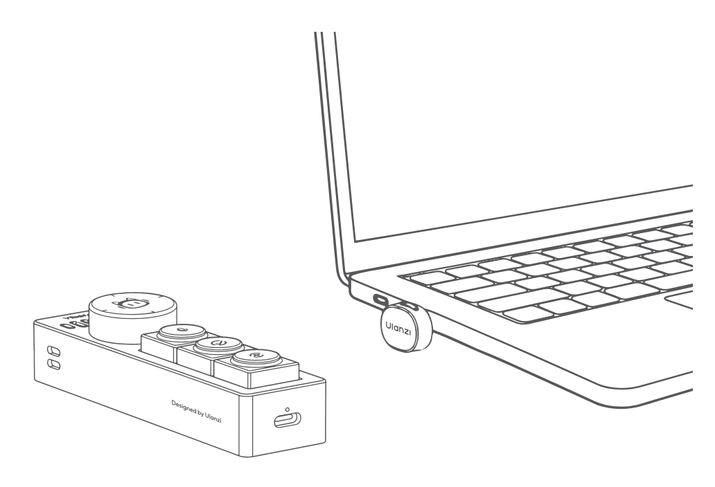 Connect AU05-X to a computer through its USB Dongle